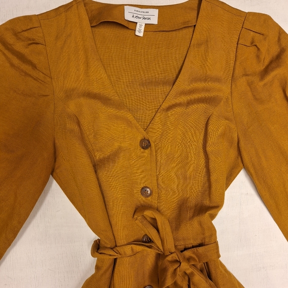 & Other Stories Yellow Button Down Linen Dress - Picture 3 of 4